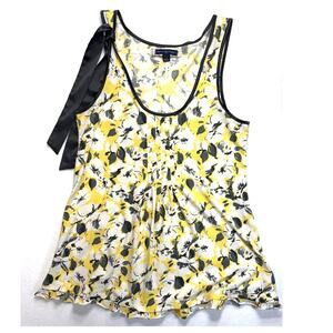 American Eagle Outfitters Womans Yellow Floral Tank with Ribbon Tye Size Med